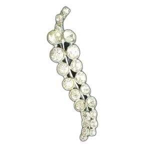 Vintage Crystal Pepper Brooch Pin 2 Rows Shiny Varying Size Rhinestones Silver